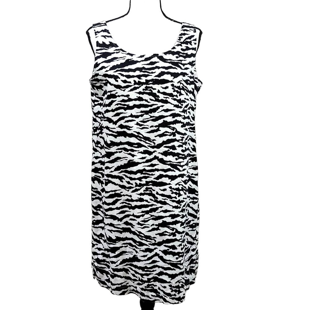 Jones New York Sport Dress Women's 6 Animal Print Linen Coastal Classic Summer